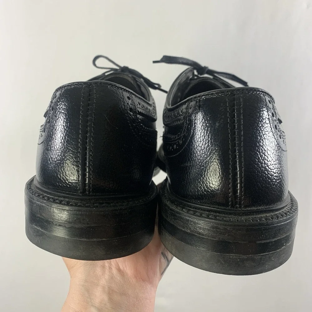 VTG Hanover Mens Longwing Wingtip Brogue Derby Oxford Dress Shoes Size 8.5 Black